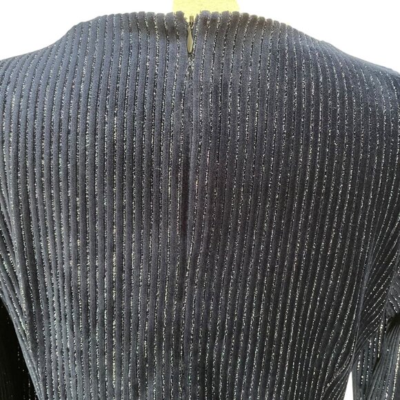 Julia Jordan Navy Glitter Wrap Dress Sz 8 Long Sleeve Sparkle Bodycon Cocktail - Picture 4 of 12